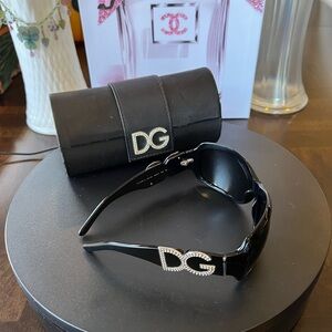 Dolce & Gabbana Black Sunglasses with Crystal Logo
